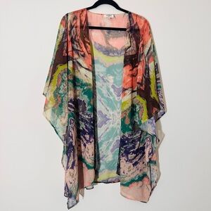 Umgee Sheer Art to wear kimono water color Peasant Marble size M/L